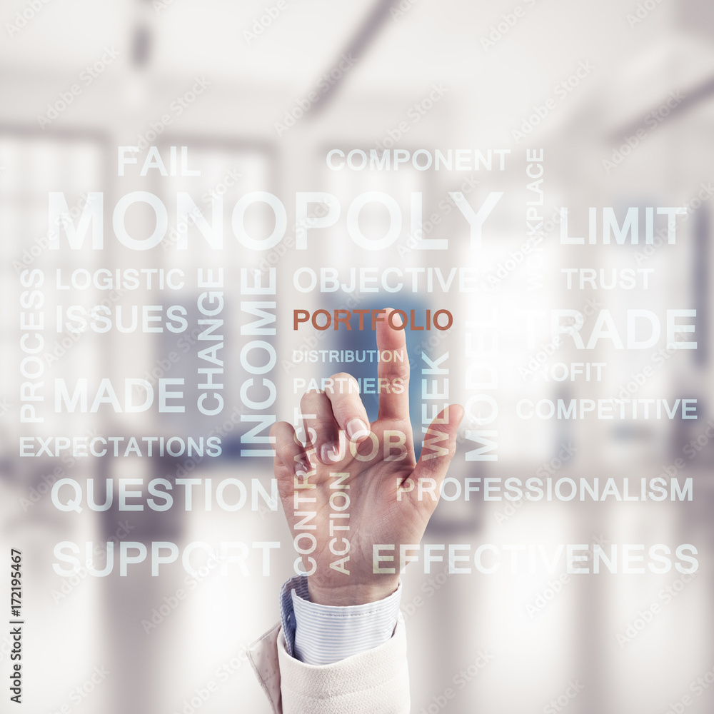 Concept of modern business with palm choocing on of keywords for Concept of modern business with palm choocing on of keywords for