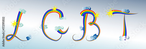 LGBT people. Inscription in a rainbow font. Rainbow