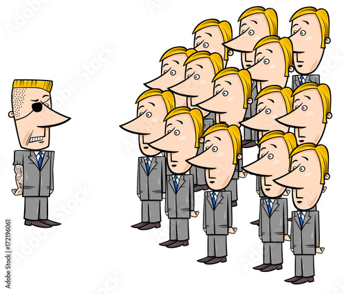 young employees and manager cartoon