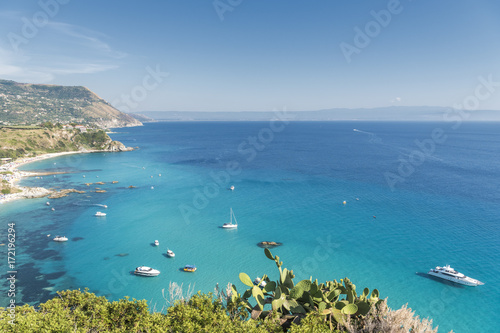 Capo Vaticano, Ricadi, province of Vibi Valentia, Calabria, Italy, Europe. View from Capo Vaticano to the beach of Grotticelle photo