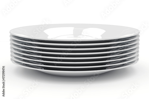 A stack of plates on a white background