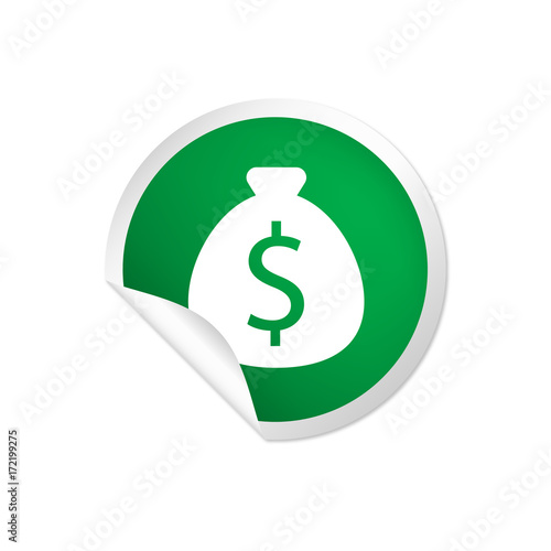 runder Sticker grün - Geldsack - Dollar