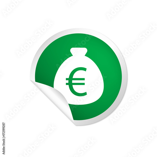 runder Sticker grün - Geldsack - Euro