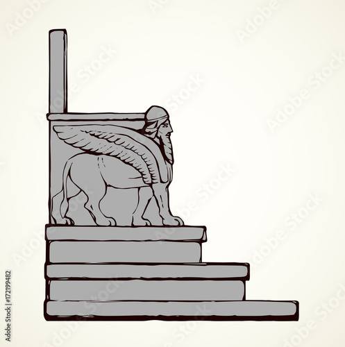 Ancient throne. Vector drawing