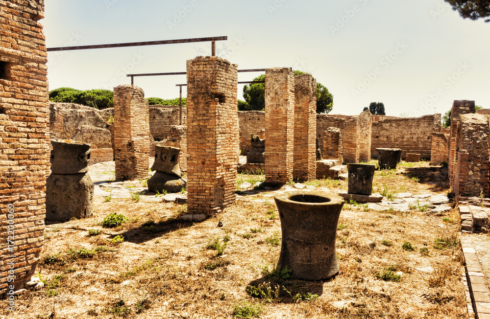Palace of Molini with lava millstones - Ostia Antica - Rome - Italy ...