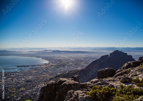 Landscape on top of the table mountain nature reserve in Cape Town at South Africa