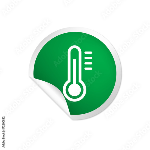 runder Sticker grün - Thermometer warm