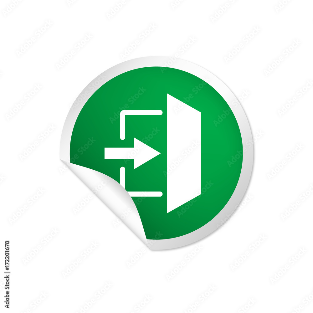 runder Sticker grün - Notausgang