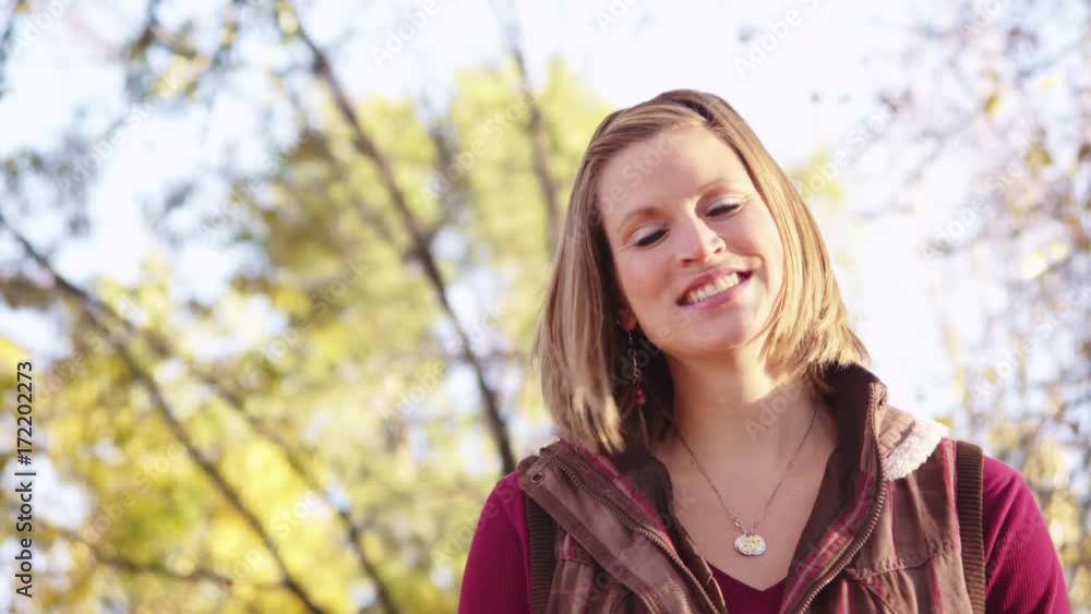Woman smiling in autumn Woman smiling in autumn