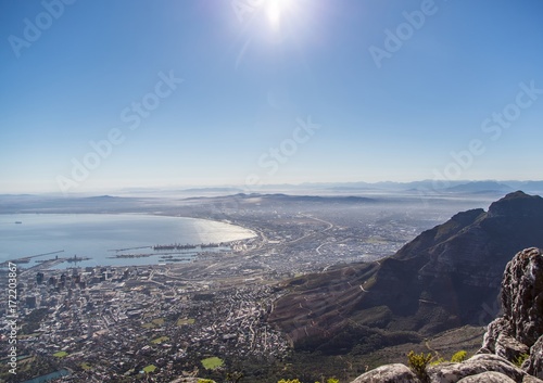 Landscape on top of the table mountain nature reserve in Cape Town at South Africa