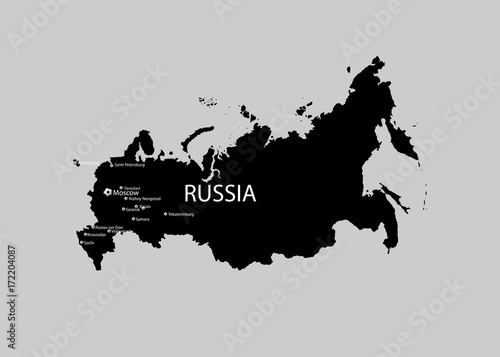 Obraz na płótnie eps 10 vector Russia map isolated on gray