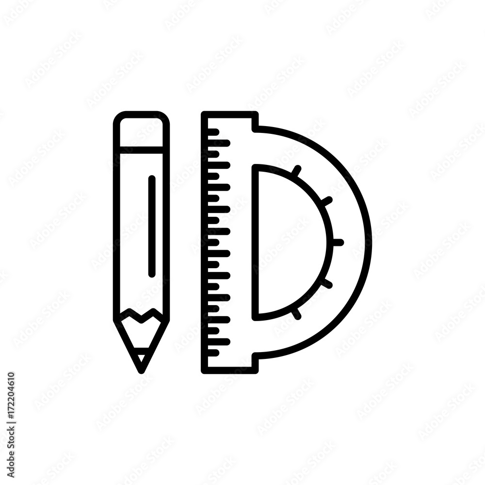 ruler and pencil icon on white background ruler and pencil icon on white background