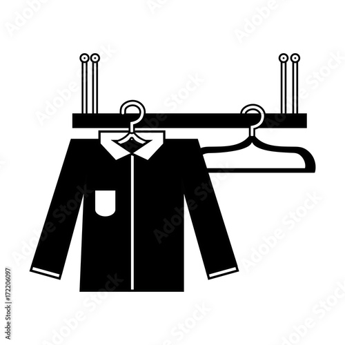 contour shelf design with clothes hanging icon vector illustration