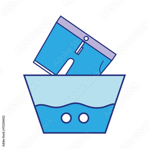 clean shorts soaking in pail with water vector illustration