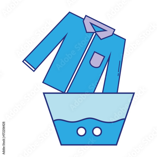 clean shirt soaking in pail with water vector illustration