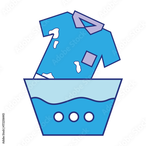 dirty t-shirt soaking in pail with water vector illustration