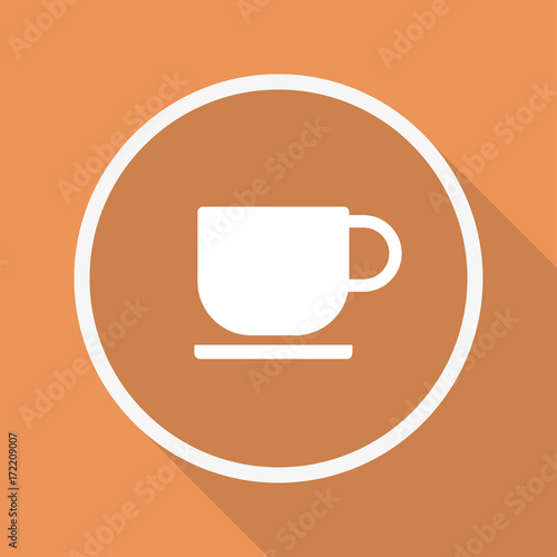 Runder Button mit Schatten - Tasse Kaffee