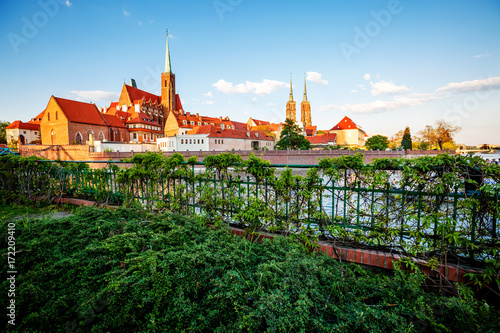 Ancient city Wroclaw on a sunny day. Location Cathedral of St. John the Baptist, Poland, Europe.