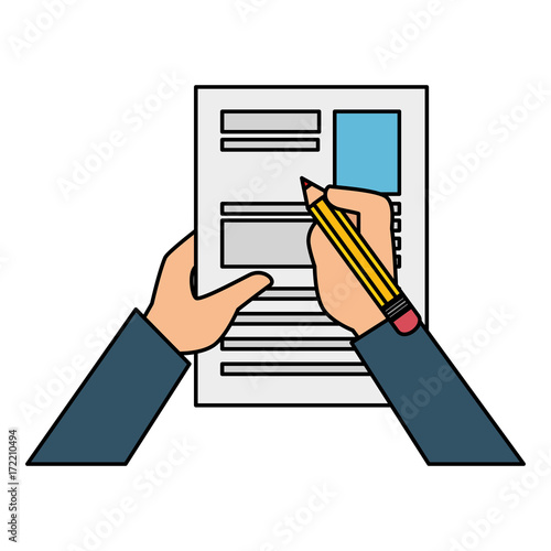 hand human with pencil writing isolated icon