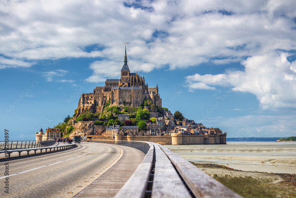 Beautiful Mont Saint Michel cathedral on the island, Normandy, Northern ...