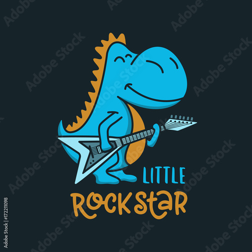 Little rockstar kid clothes design. Vector vintage illustration.