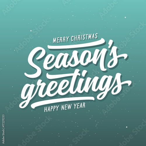 Season greetings typography composition. Vector vintage illustration.