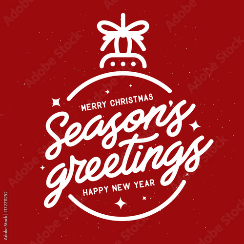 Season greetings typography composition. Vector vintage illustration.
