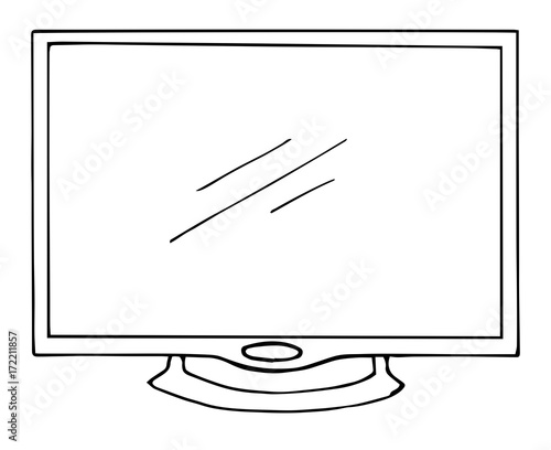 Sketch TV isolated on a white background. Monitor. Vector illustration.