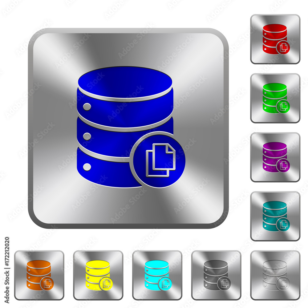 Copy database rounded square steel buttons Copy database rounded square steel buttons
