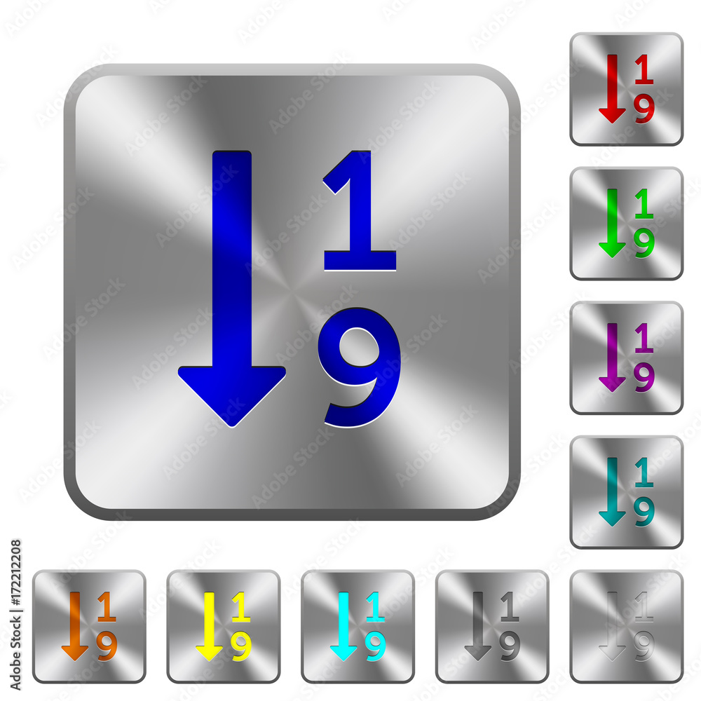 Ascending numbered list rounded square steel buttons Ascending numbered list rounded square steel buttons