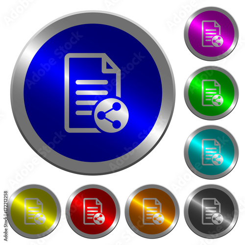 Share document luminous coin-like round color buttons
