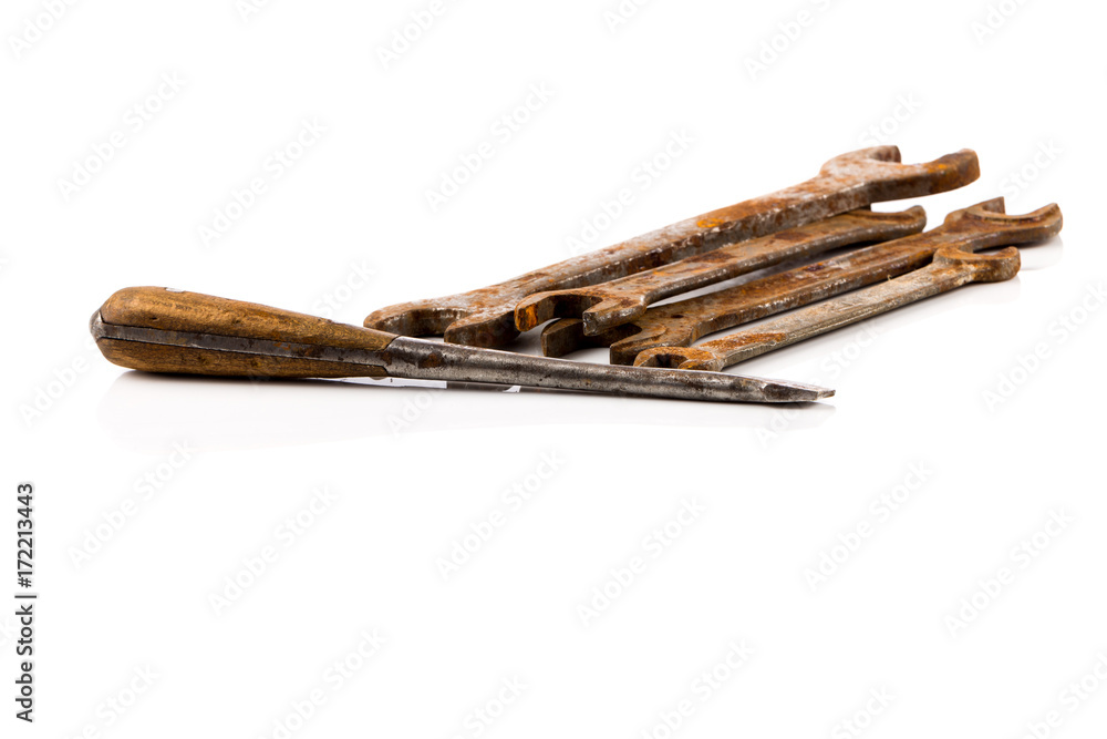 Old rusty tools isolated Old rusty tools isolated