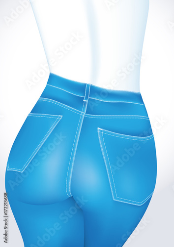 Female bottom in blue jeans