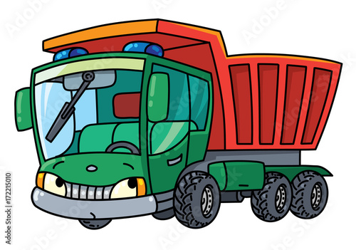 Funny small dump truck with eyes