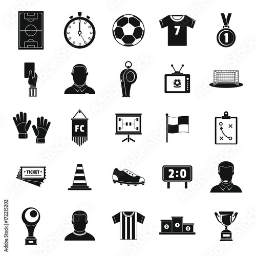 Soccer black silhouette set vector illustration for design and web isolated