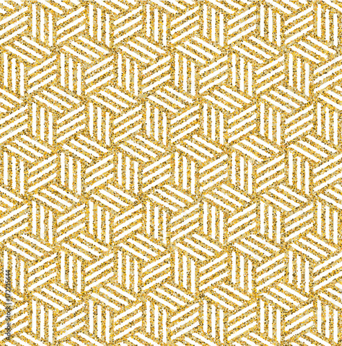 Gold glitter abstract isometric seamless pattern