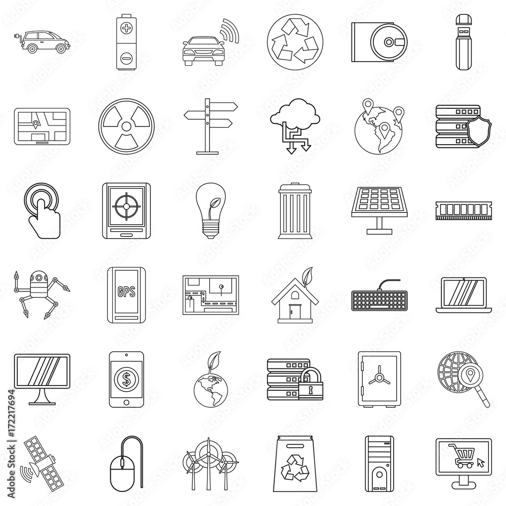 Fototapeta premium Analysis icons set, outline style