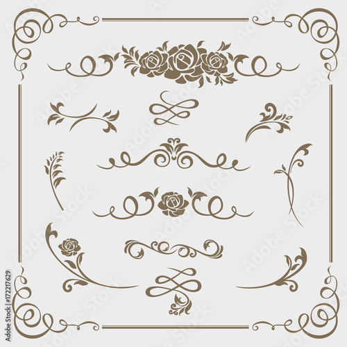 Graphic elements calligraphic vector sets for designers - patterns, designs, monograms and curlicues, arrows. For weddings,Valentine's day,holidays,baby design,birthday.