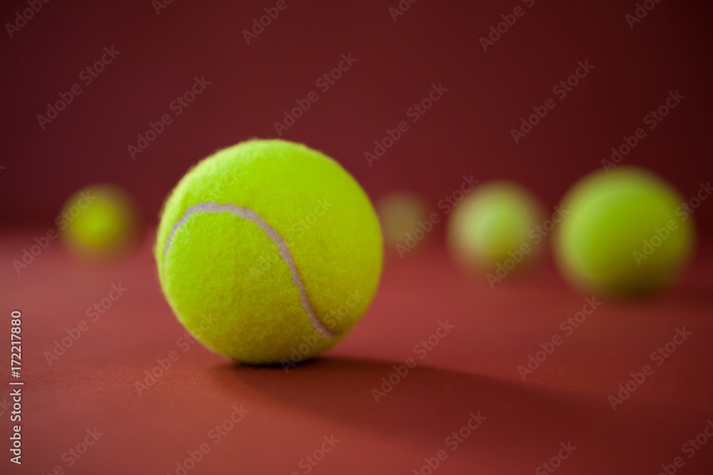 Close up of fluorescent yellow tennis balls