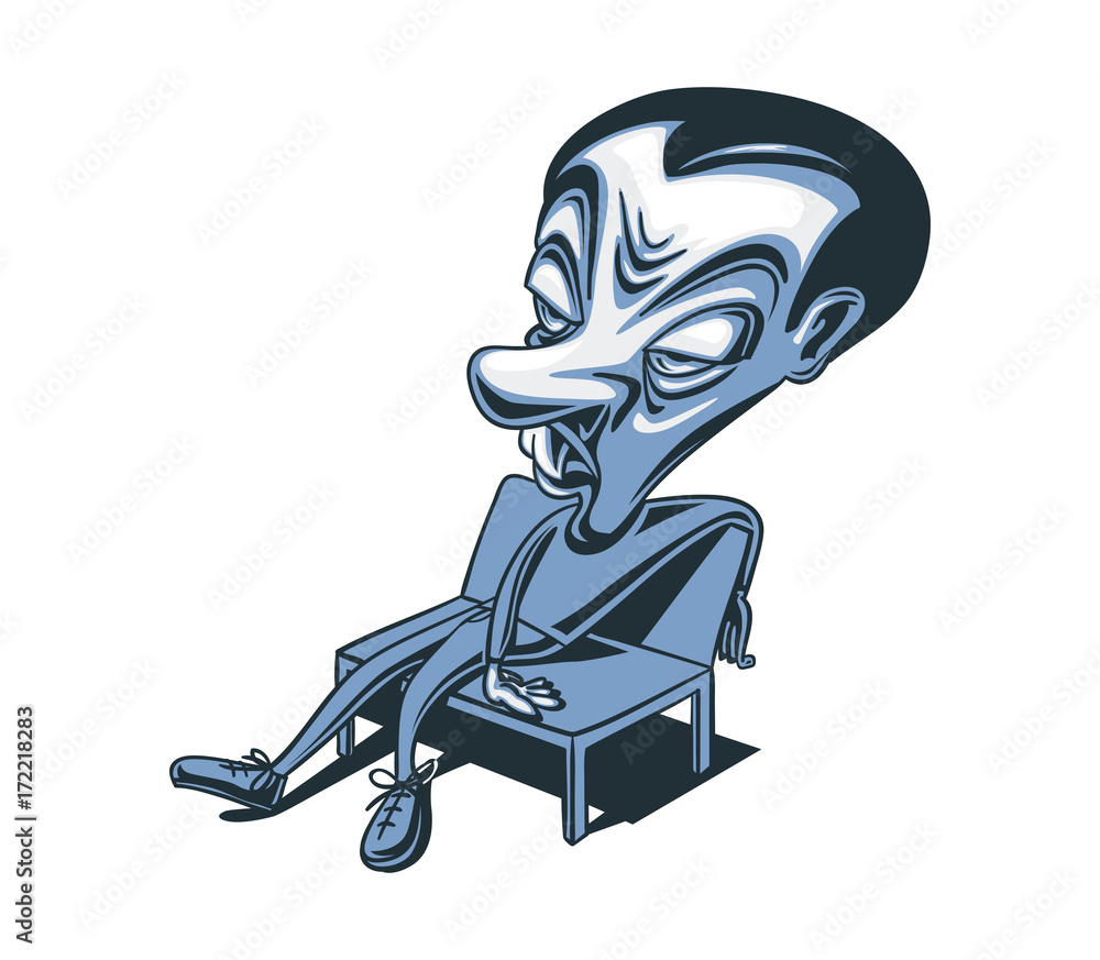 Cartoon Character Caricature Lazy Bored Tired Waiting Frustrated Funny Guy  Stock Vector | Adobe Stock