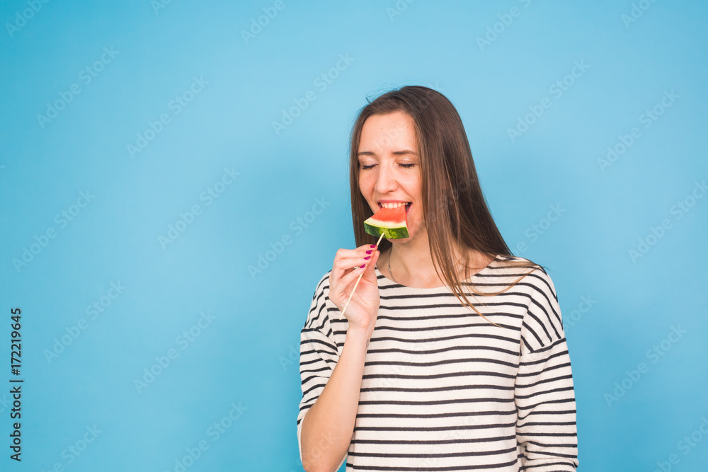 Pretty Young Woman Eating Watermelon. Pretty Young Woman Eating Watermelon.