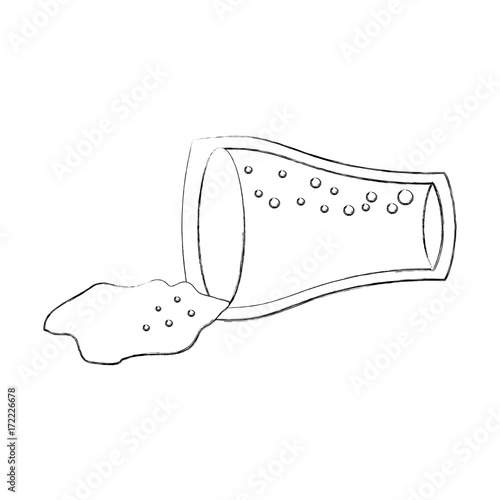 spilled glass cup cola drink bubbles vector illustration