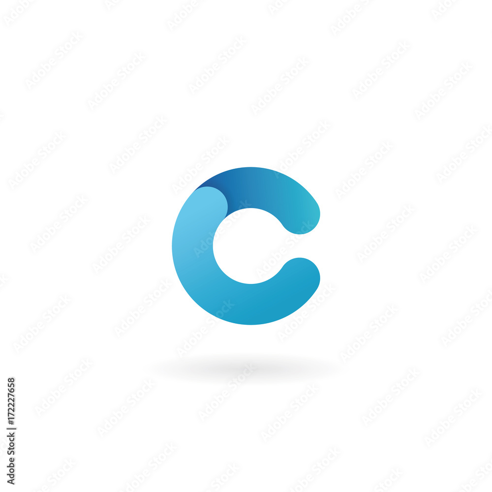 Letter C logo. Blue vector icon. Ribbon styled font. Letter C logo. Blue vector icon. Ribbon styled font.