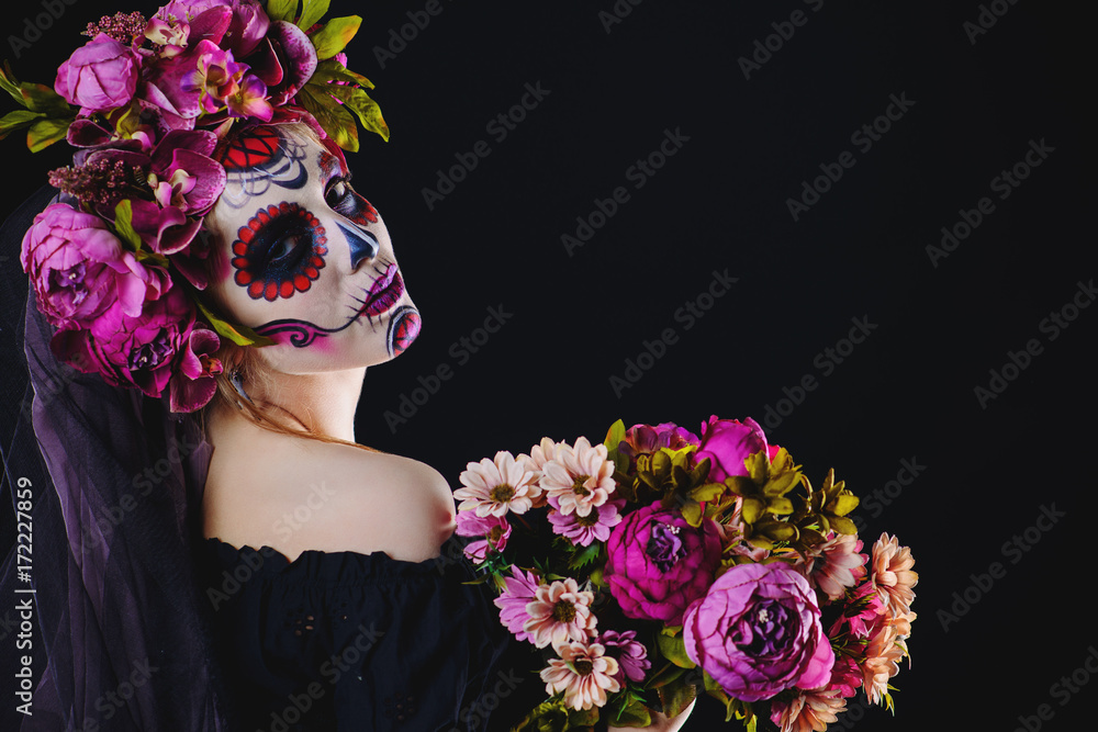 Fototapeta premium Catrina with flowers