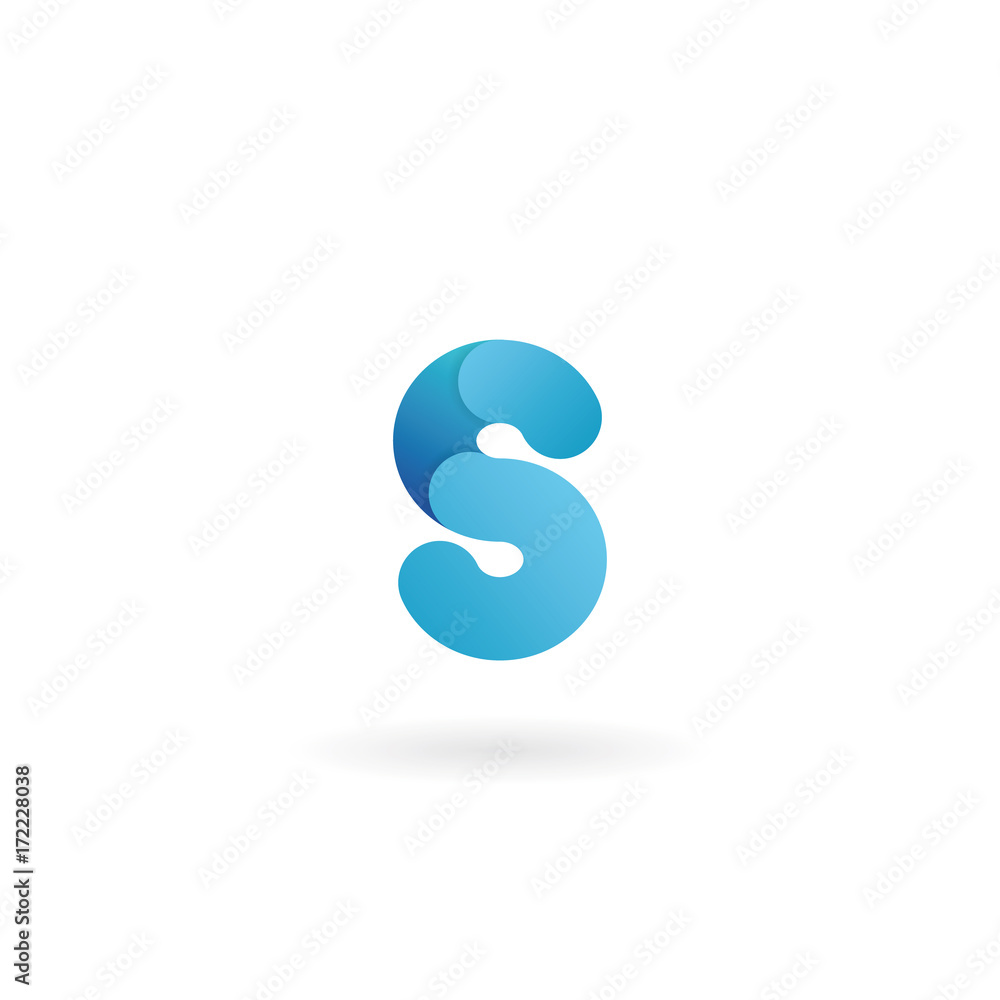 Letter S logo. Blue vector icon. Ribbon styled font.