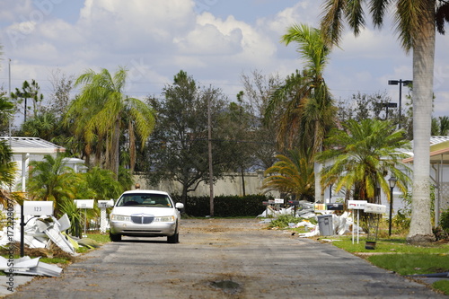 Natural Disaster Hurricane Irma aftermath Naples FL trailer home park damage