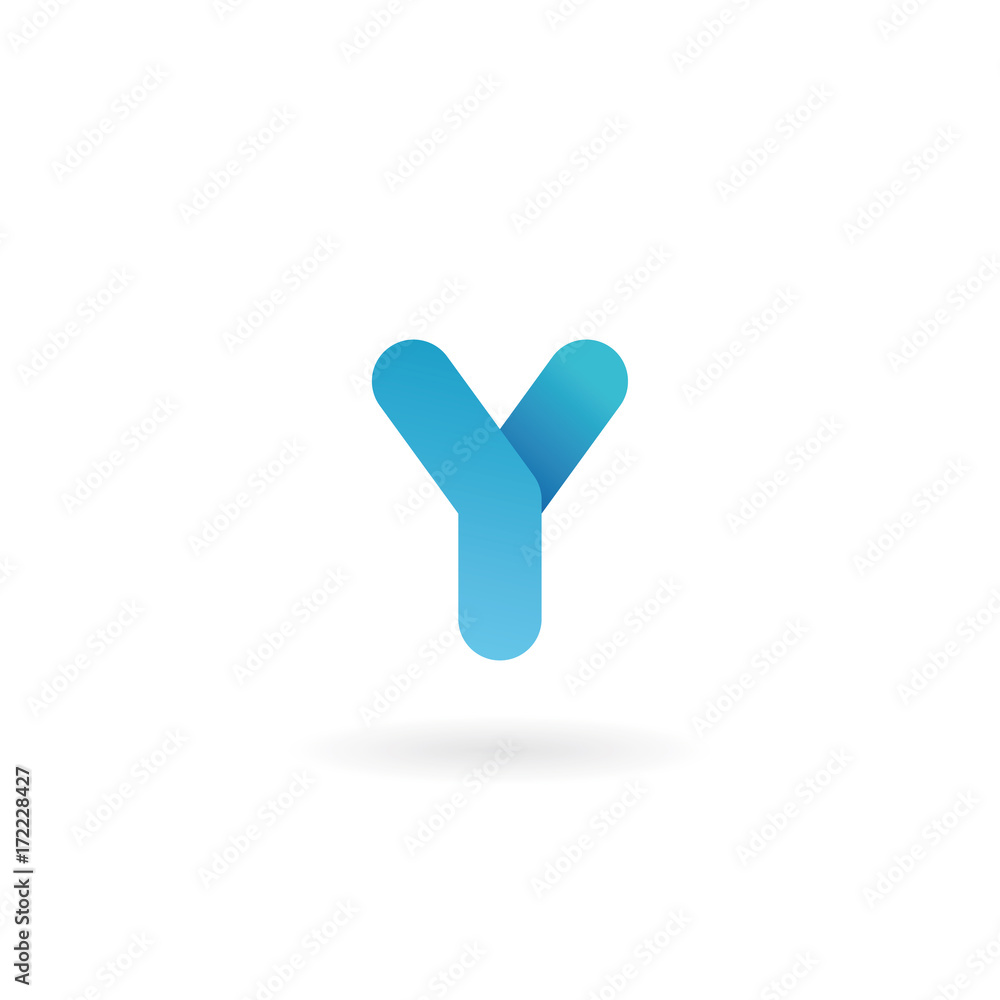 Letter Y logo. Blue vector icon. Ribbon styled font. Letter Y logo. Blue vector icon. Ribbon styled font.