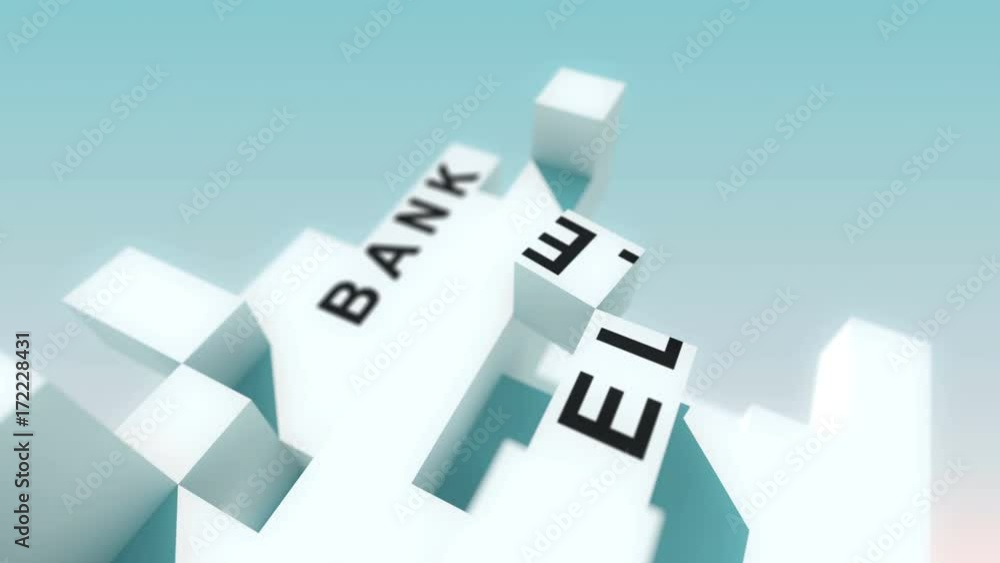 E-banking words animated with cubes E-banking words animated with cubes