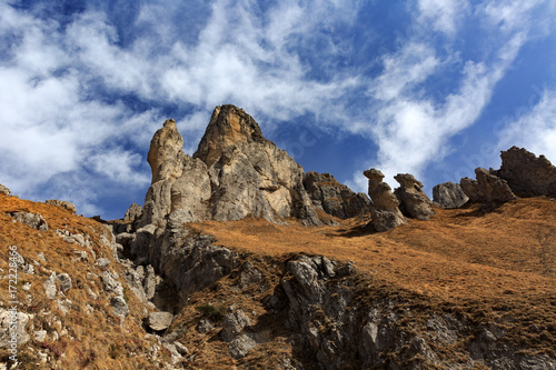 Limestone formation of Grigna Meridionale, near Refuge Rosalba, Abbadia Lariana, Province of Lecco, Lombardy, Italy photo