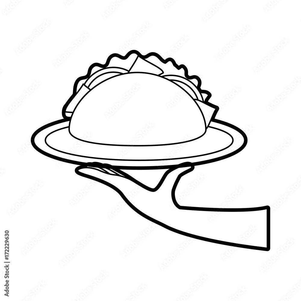hand holding taco mexican fast food menu restaurant vector illustration hand holding taco mexican fast food menu restaurant vector illustration